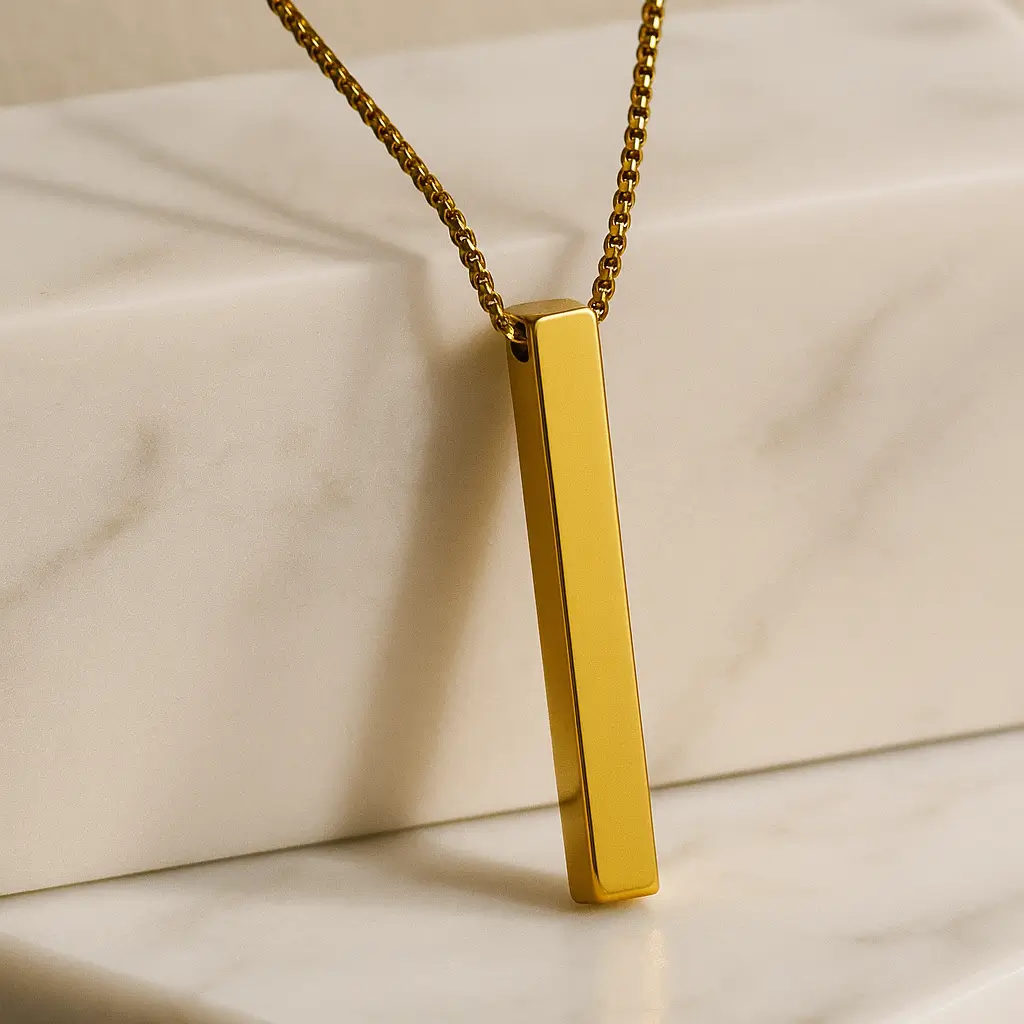 Gold Bar Pendant Chain Necklace for Men