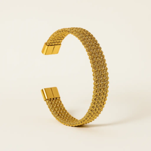 Gold Plated Twisted Stainless Steel Cuff Bracelet