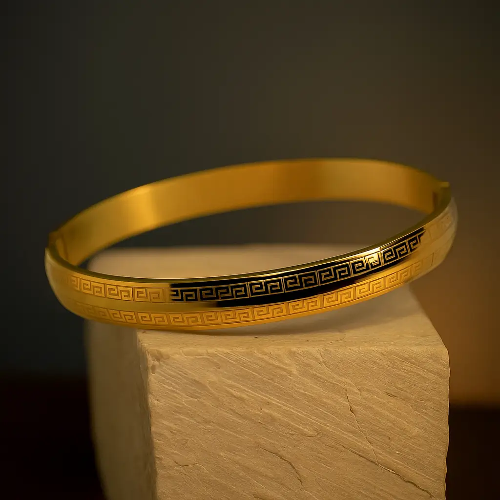 Helios Greek Key Gold Bracelet