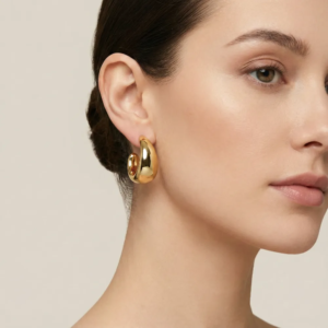 Golden Bold Dome Hoop Earrings
