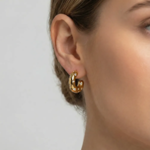 Golden Bubble Diamond Hoop Earrings