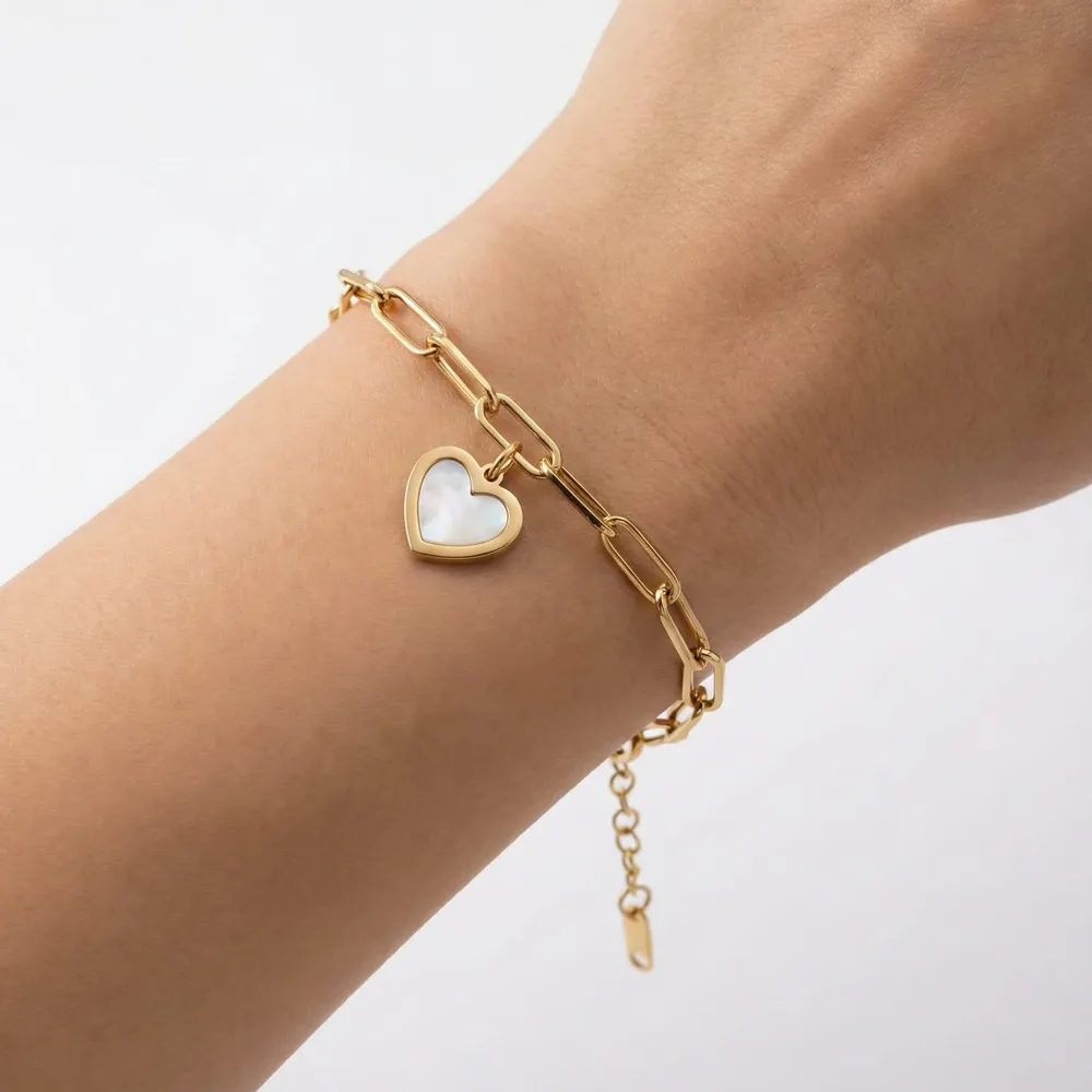 Golden Heart Link Bracelet