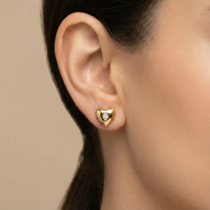 Golden Heart Shine Stud Earrings