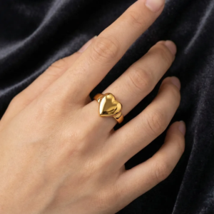 Golden Love Heart Adjustable Ring