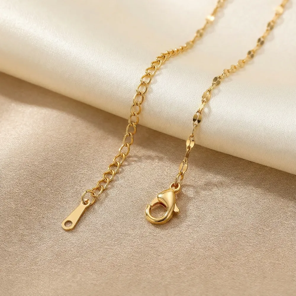 Golden Lucky Four Leaf Pendant Necklace Chain
