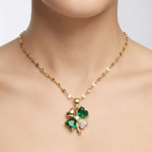 Golden Lucky Four Leaf Pendant Necklace